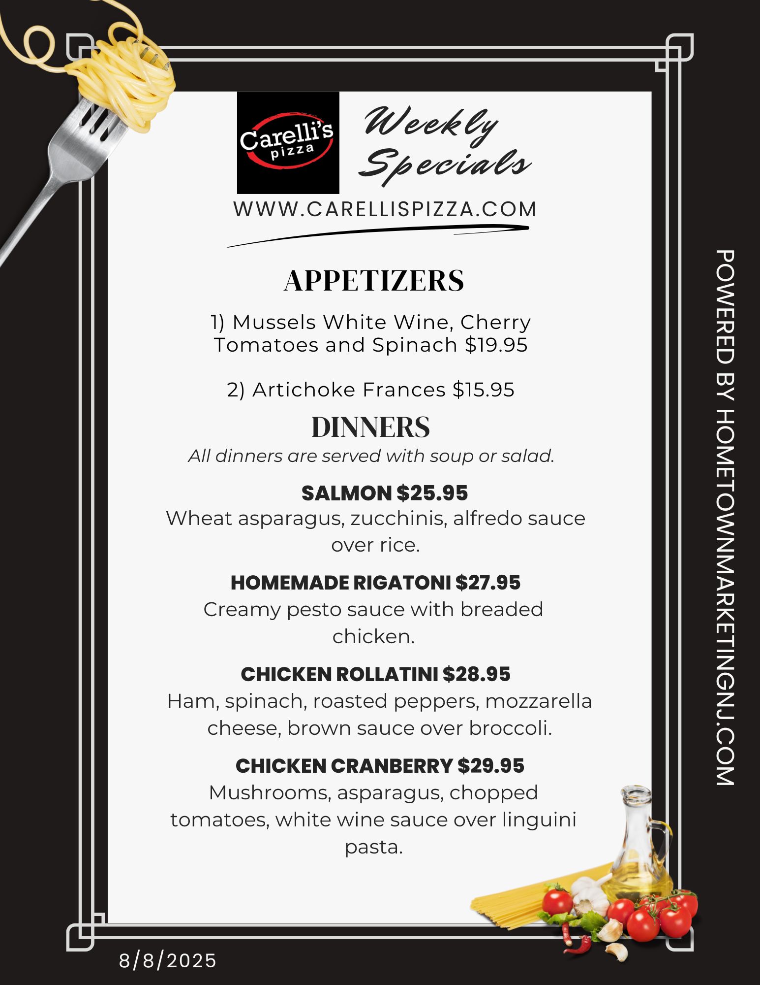 Carellis Pizza Weekly Special 882025 1
